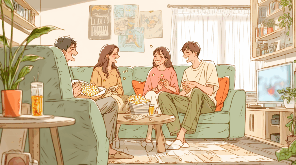 自宅で映画鑑賞やボードゲーム会も人気