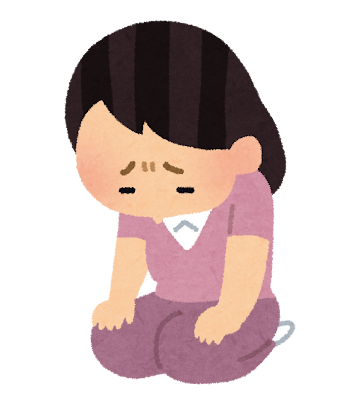 反省して落ちこむ女性のイラスト