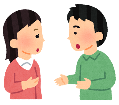 向き合って話し合う二人のイラスト