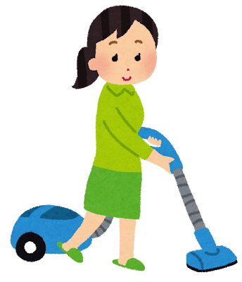 掃除機をかける女性のイラスト